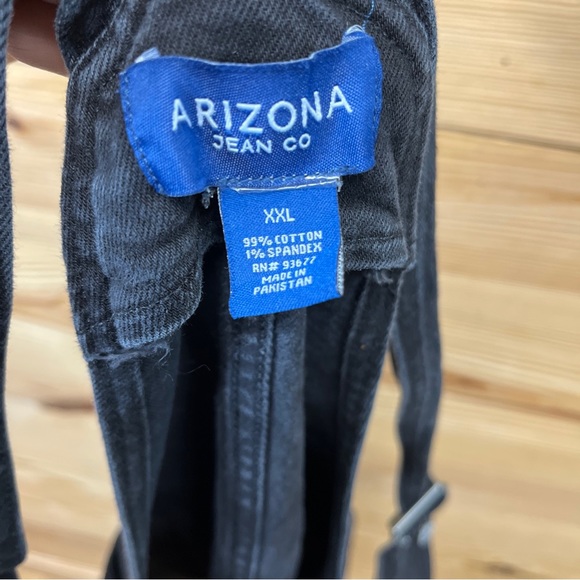 Arizona Jeans Denim Shortalls XXL Black Wash Overall Shorts Stretch Distress B57 - Picture 12 of 12